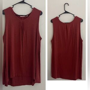Soft Surroundings rust color Relaxed Pleated Tank Top flowy boho bohemian XL